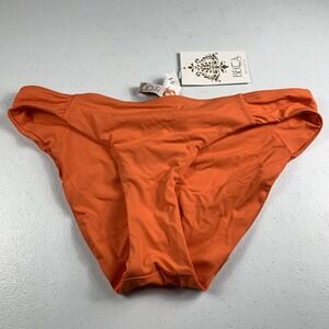 Becca by Rebecca Virtue Women's Hipster Ruched Swim Bottoms Medium Orange NWT